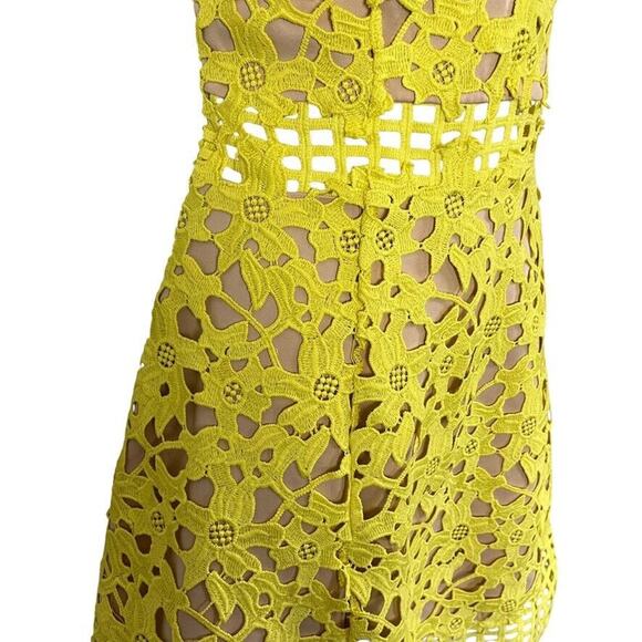 Lovers + Friends Bellini Yellow Lace Crochet Whimsigoth Fairy Dress Stretch M - Picture 5 of 16